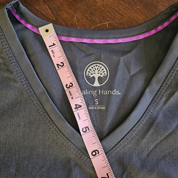 NWT - Healing Hands SM Pewter Gray Juilet V-Neck Scrub Top - Picture 9 of 11